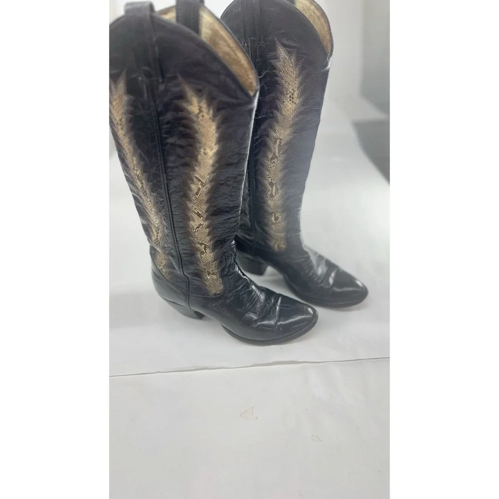 C.H. HYER Custom Snake Inlaid Women's Vintage 8 -8 1/2 Cowboy Boots Leather